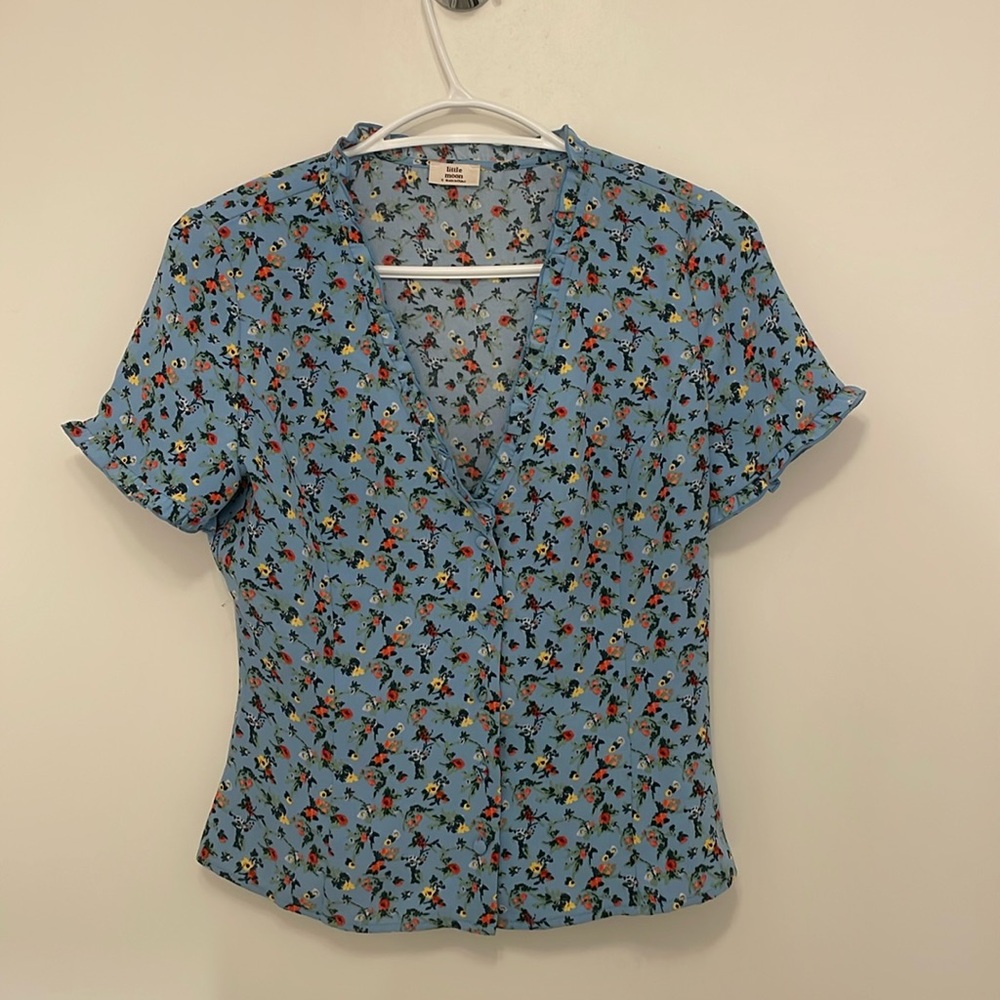 Aritzia Little Moon floral blouse.